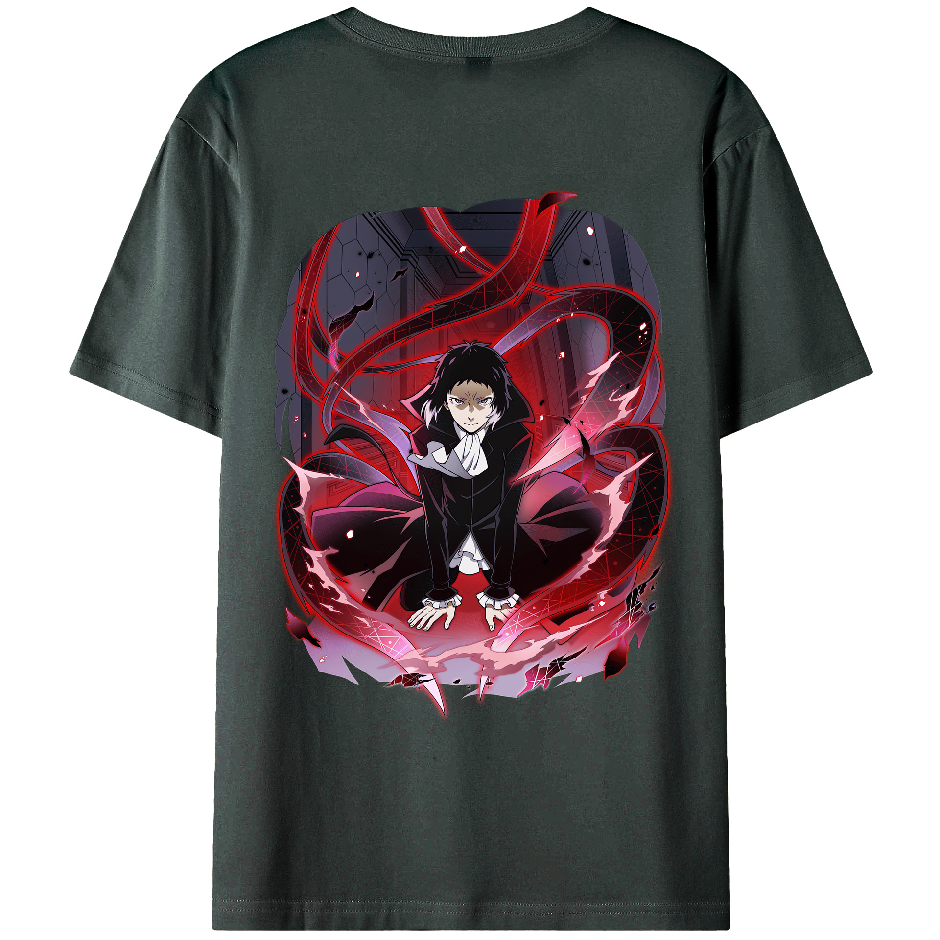 （画像用） 文豪ストレイドッグス Bungo Stray Dogs 綿100％ メンズ半袖Tシャツ（バックプリント） 通気性
